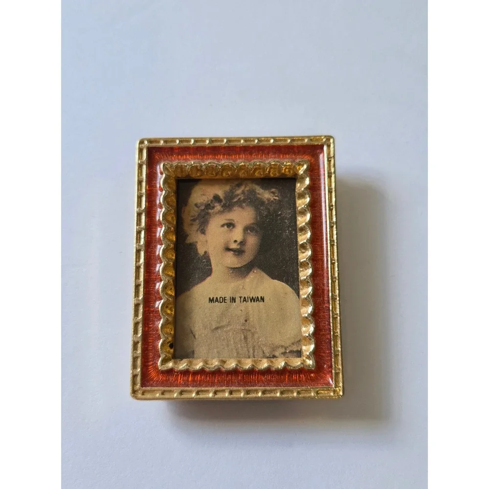 Vintage Miniature Gold Tone Enamel Picture Frame Set of 3 Victorian Style Tiny
